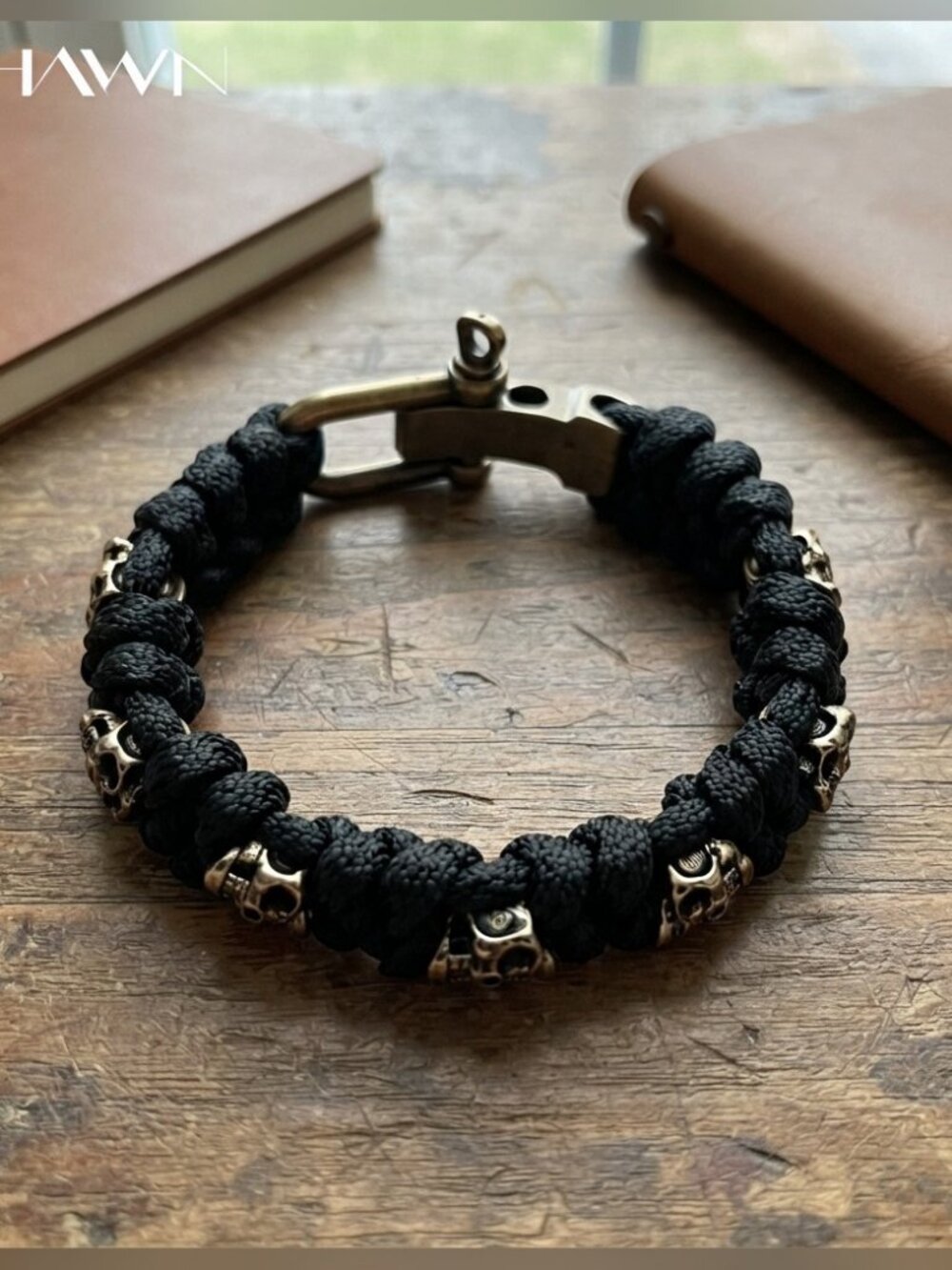 Mens Skull Paracord Biker Bracelet